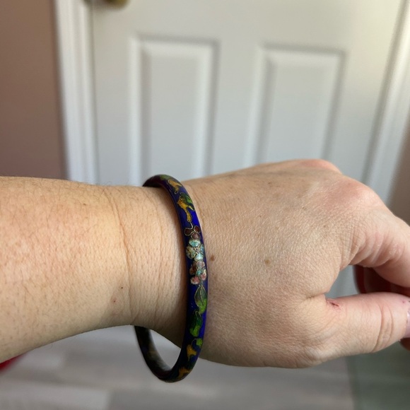 4/$100 Cloisonné blue Floral Enamel Bangle Bracelet 💙 - Picture 3 of 5